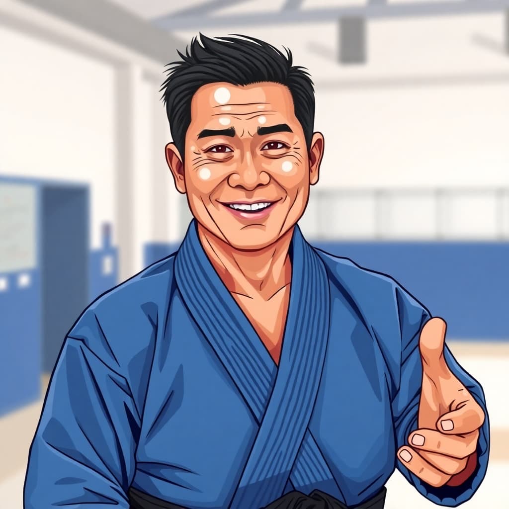 BJJ practitioner in blue gi